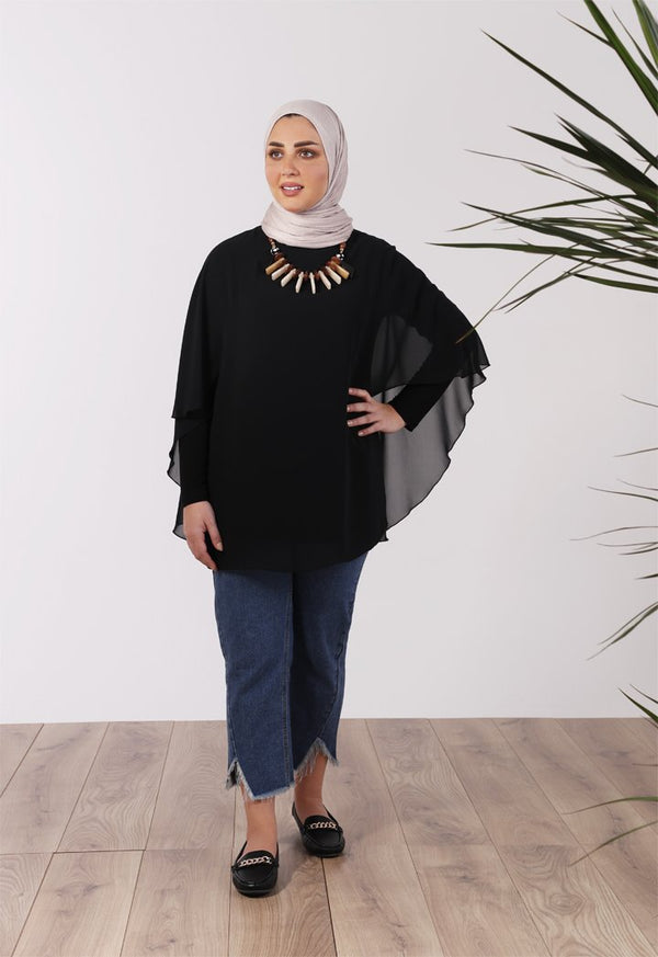 Choice Chiffon Overlay Blouse Black