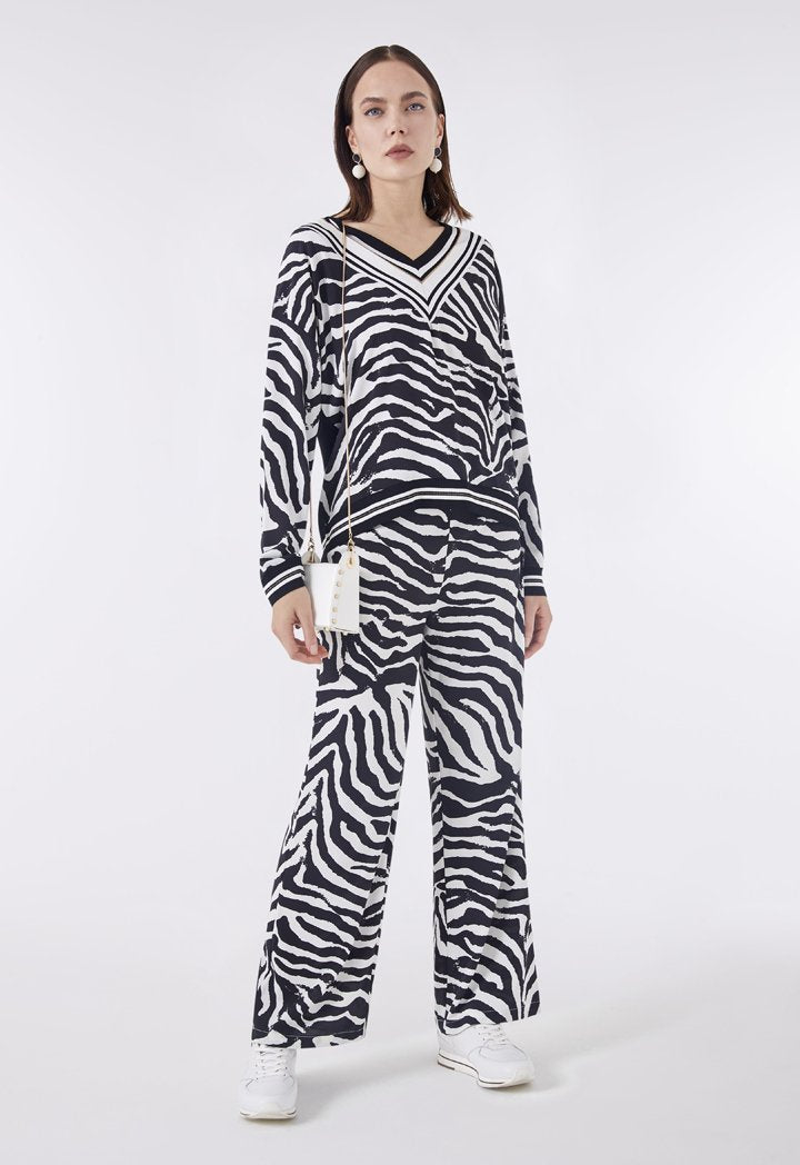 Choice Zebra Print Pattern Trouser Multicolor - Wardrobe Fashion