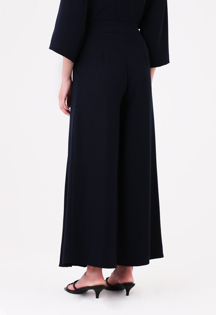 Choice Front Pleated Wide Leg Trouser Navy