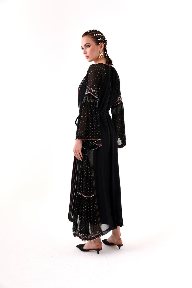 Choice Lurex Beaded Sheer Dress Black - Wardrobe Fashion