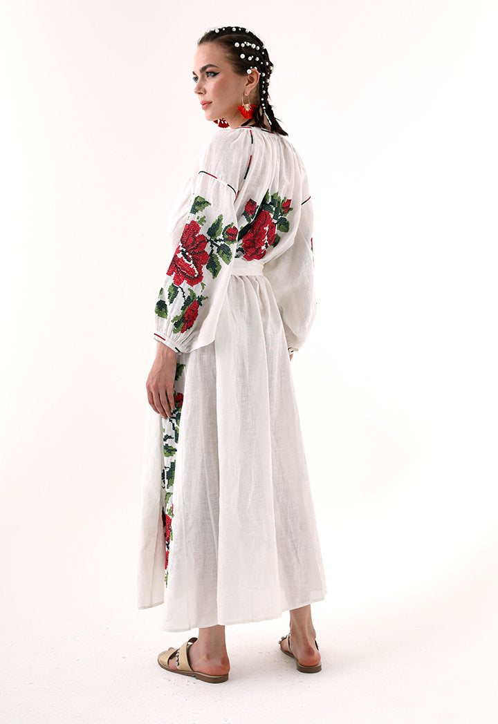 Choice Floral Embroidered Outer Dress Offwhite