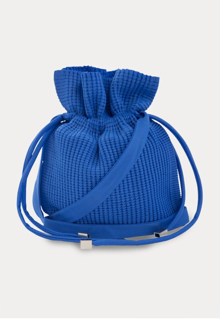 Choice Textured Drawstring Pouch Bag Cobalt - Wardrobe Fashion