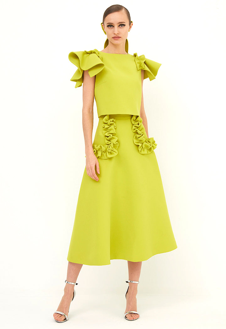 Choice Ruffled Pocket Skirt Lime