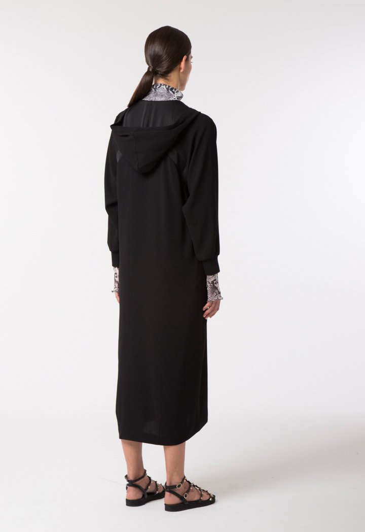 Choice Hooded Crepe Dress Black