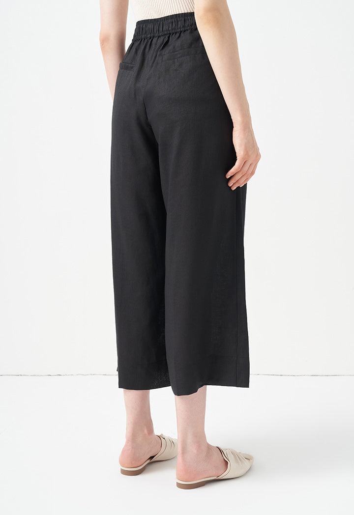 Choice Wide Leg Solid Trousers Black