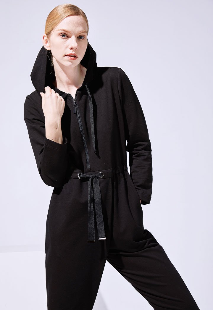 Choice Long Sleeve Hoodie Jumpsuit Black