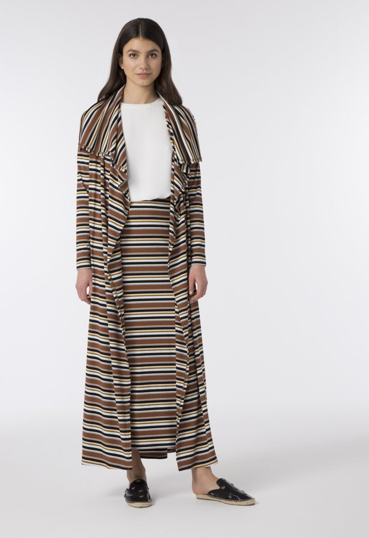 Choice Drape Collar Ribbed Outerwear Multicolor