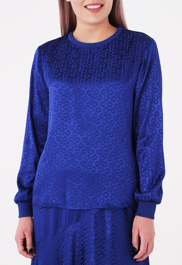 Choice Jacquard Pullover Top Cobalt