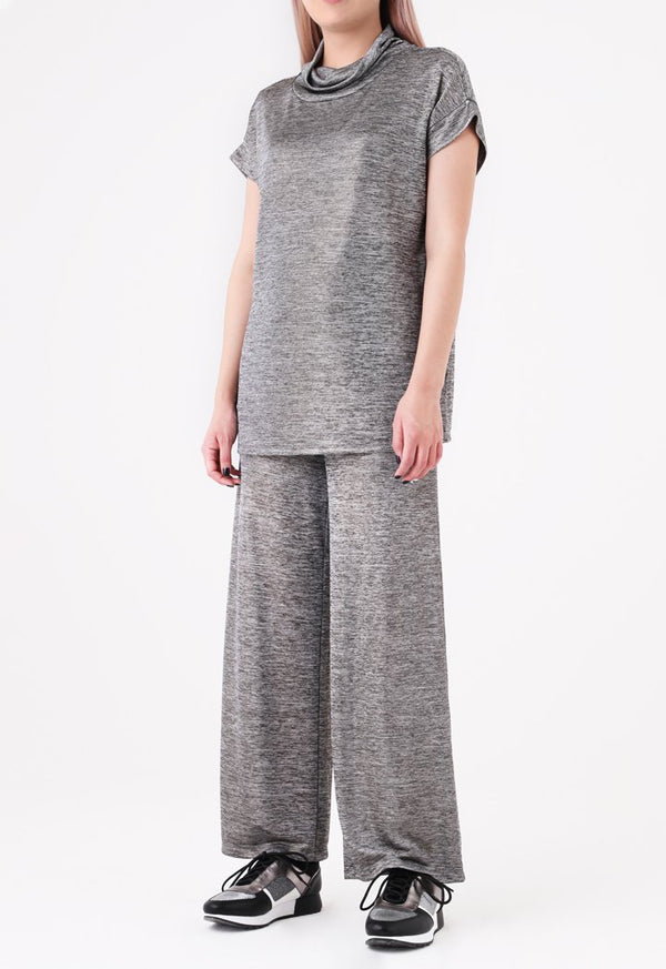 Choice Lurex Knitted Trouser Silver