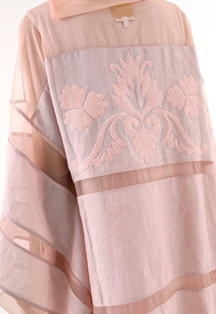 Choice Organza Trim Kaftan Dress Blush