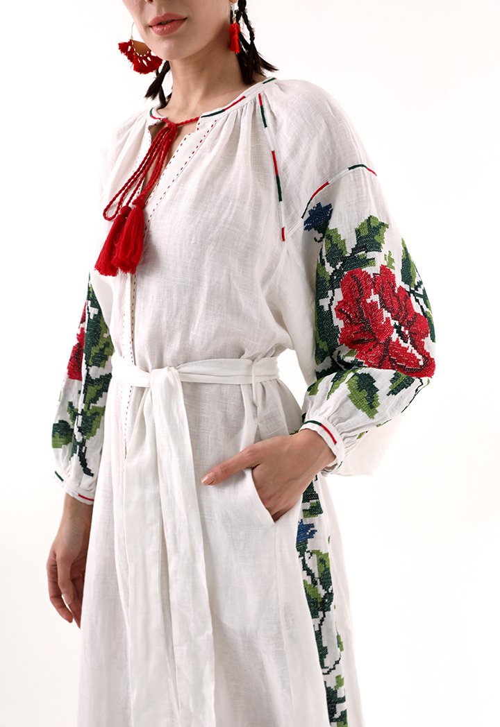 Choice Floral Embroidered Outer Dress Offwhite