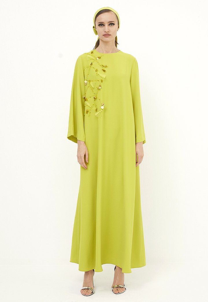 Choice Ruffled Long Dress Lime - Wardrobe Fashion