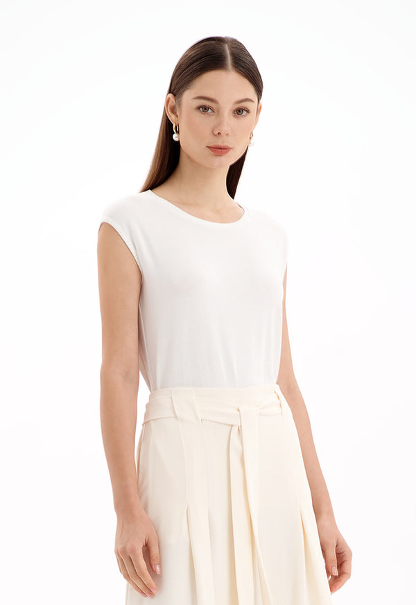 Choice Sleeveless Jersey Top Off White