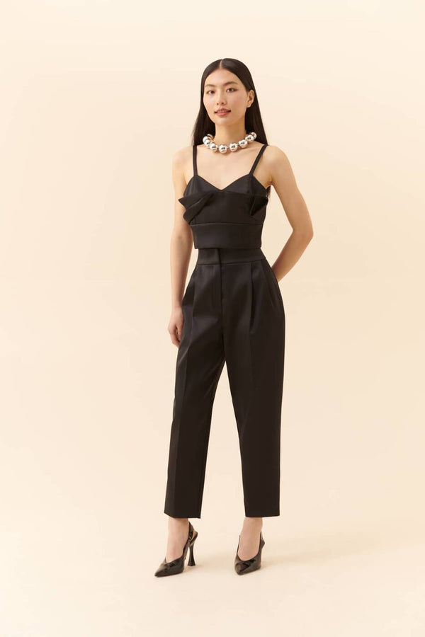 Roman Carrot Cut Solid Trousers Black