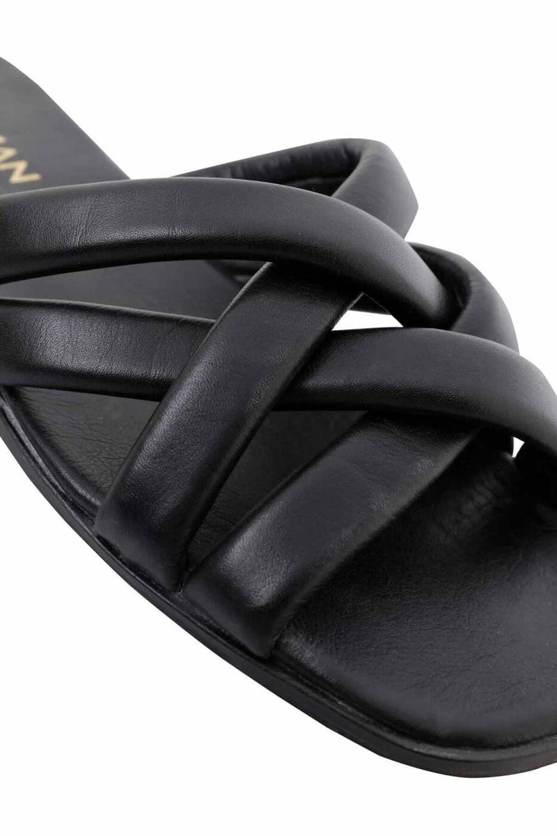 Roman Criss-Cross Strappy Slippers Black