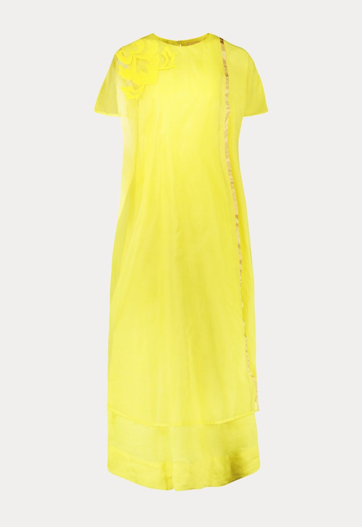 Choice Chiffon Overlay Kaftan Dress Yellow