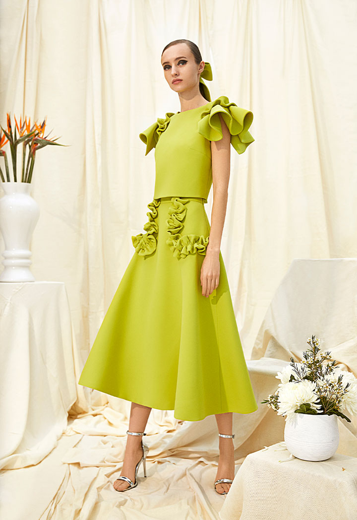 Choice Ruffled Pocket Skirt Lime