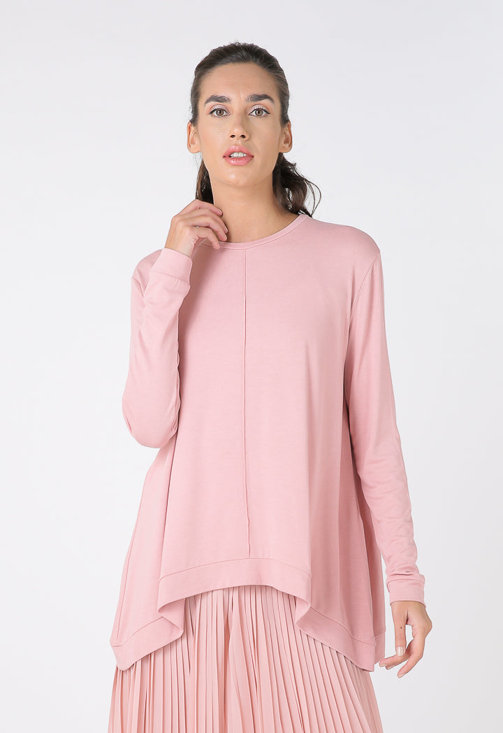 Choice Comfy Knitted Long Sleeve Blouse Blush