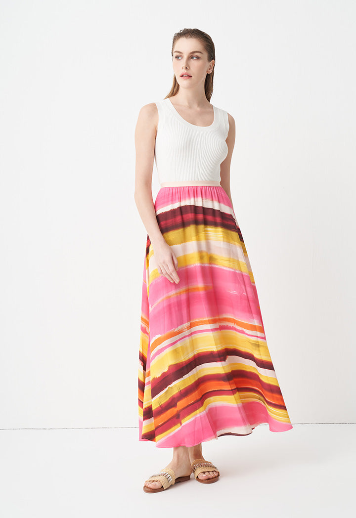 Choice Printed Flared Maxi Circle Skirt Multicolor