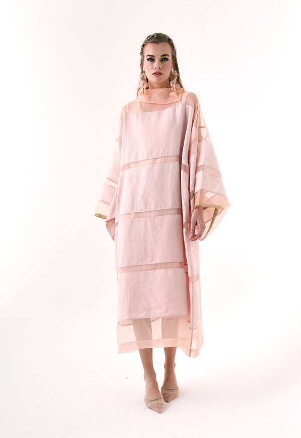 Choice Organza Trim Kaftan Dress Blush