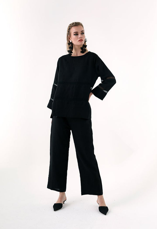 Choice Linen Wide Leg Trouser Black