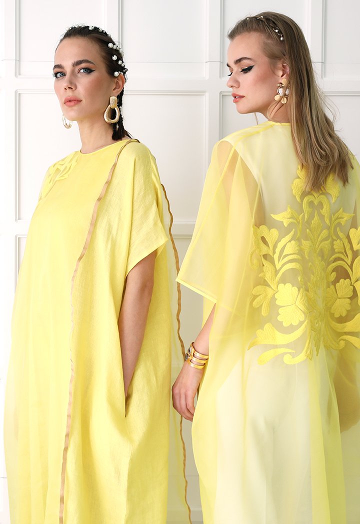 Choice Organza Kimono Jacket Yellow Wardrobe Fashion SA