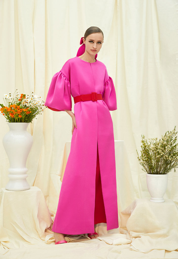 Choice Gathered Wide Short Sleeve Outerwear Fuchsia