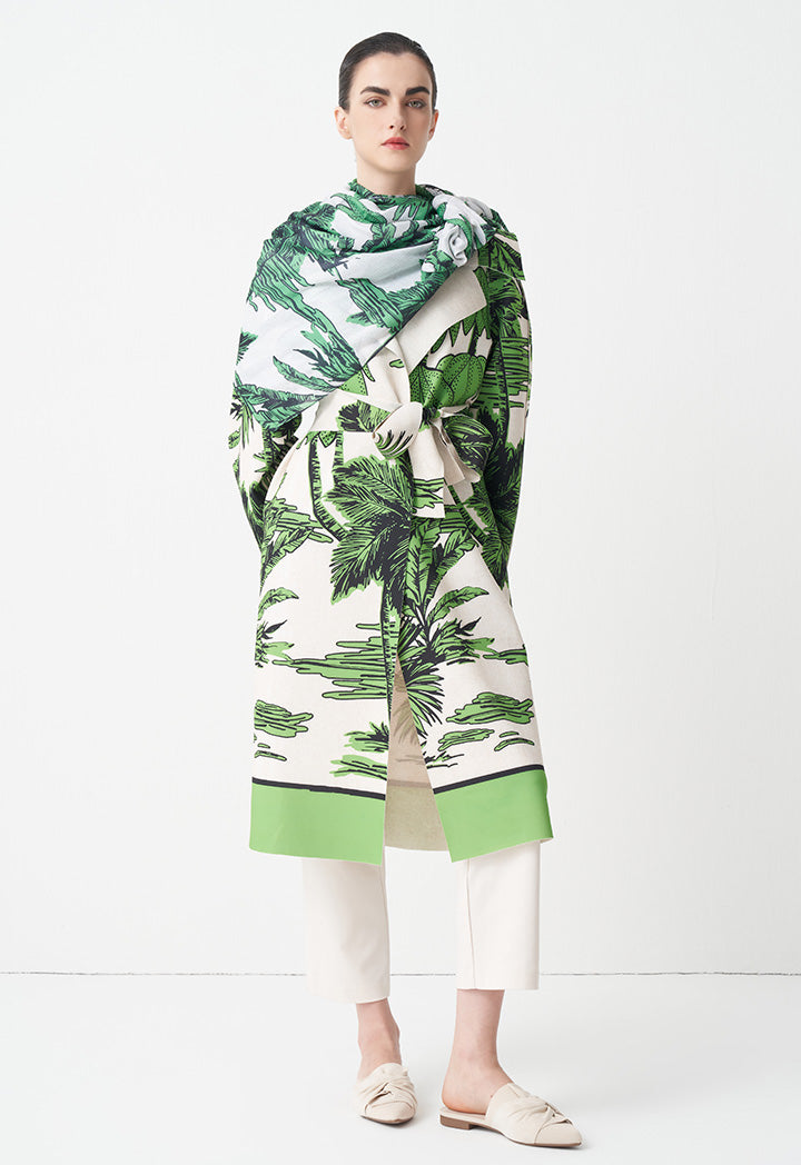 Choice Printed Outerwear With Belt Green Print