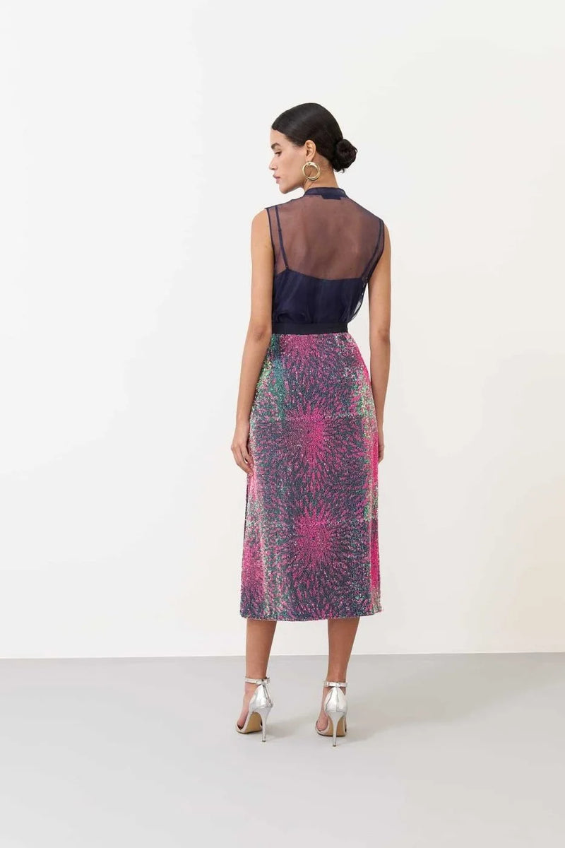 Roman Gradient Sequined Tube Skirt Multi Color