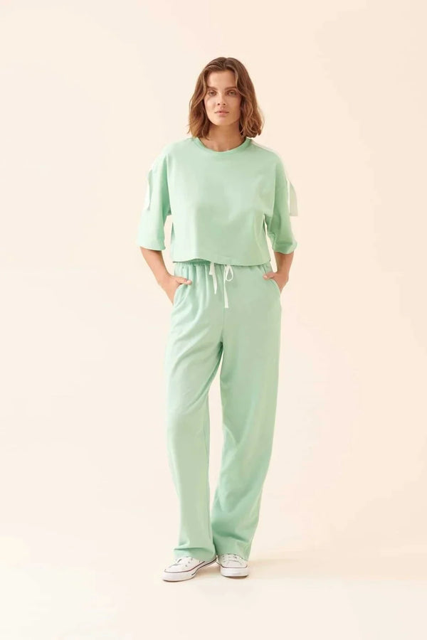 Roman Solid Straight Leg Trousers Green