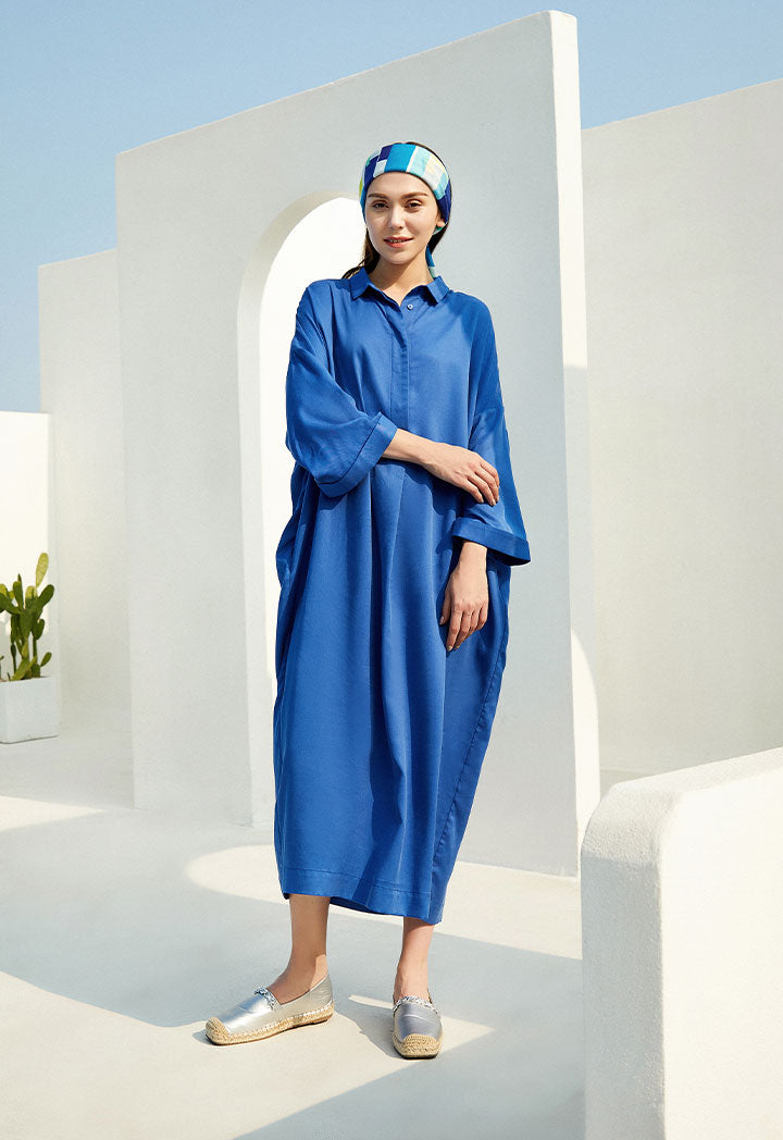 Choice Drop Shoulder Jersey Long Dress Cobalt