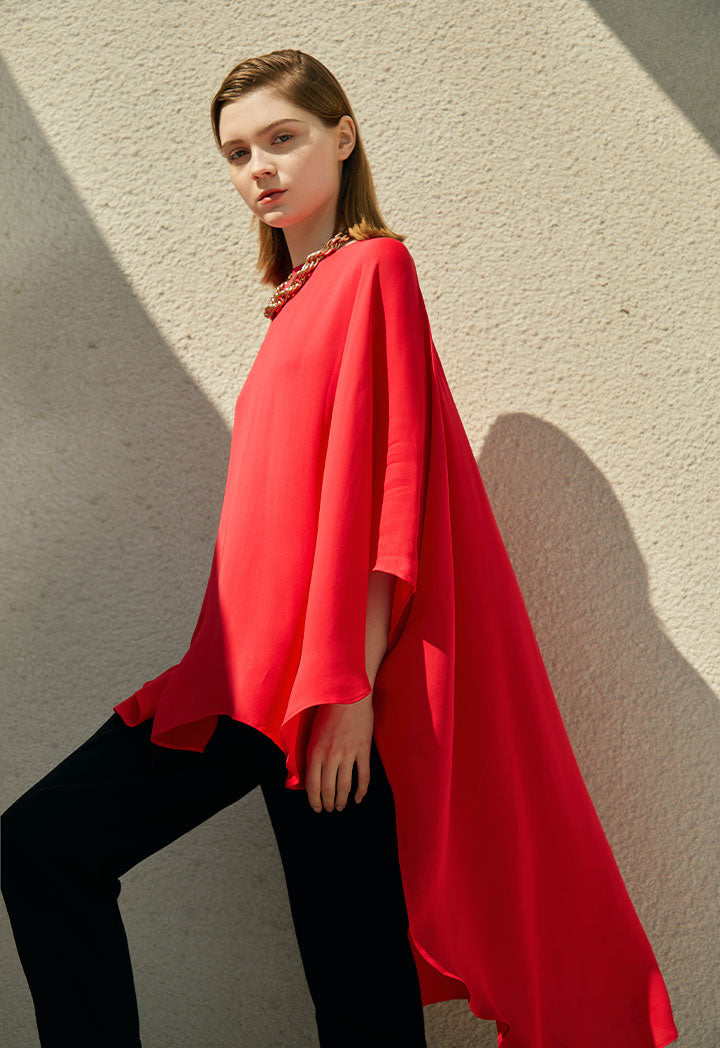 Choice Crepe Oversize Kaftan Blouse (Free Size) Red