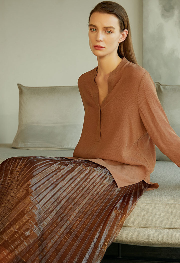 Choice Long Sleeve Blouse Light Brown