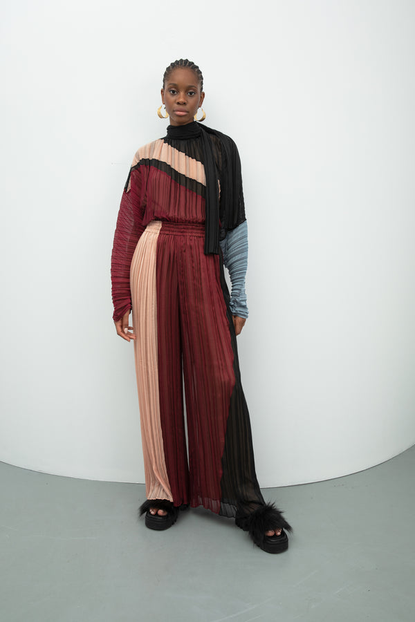 Baqa Colorblock Pleated Trouser Multicolor