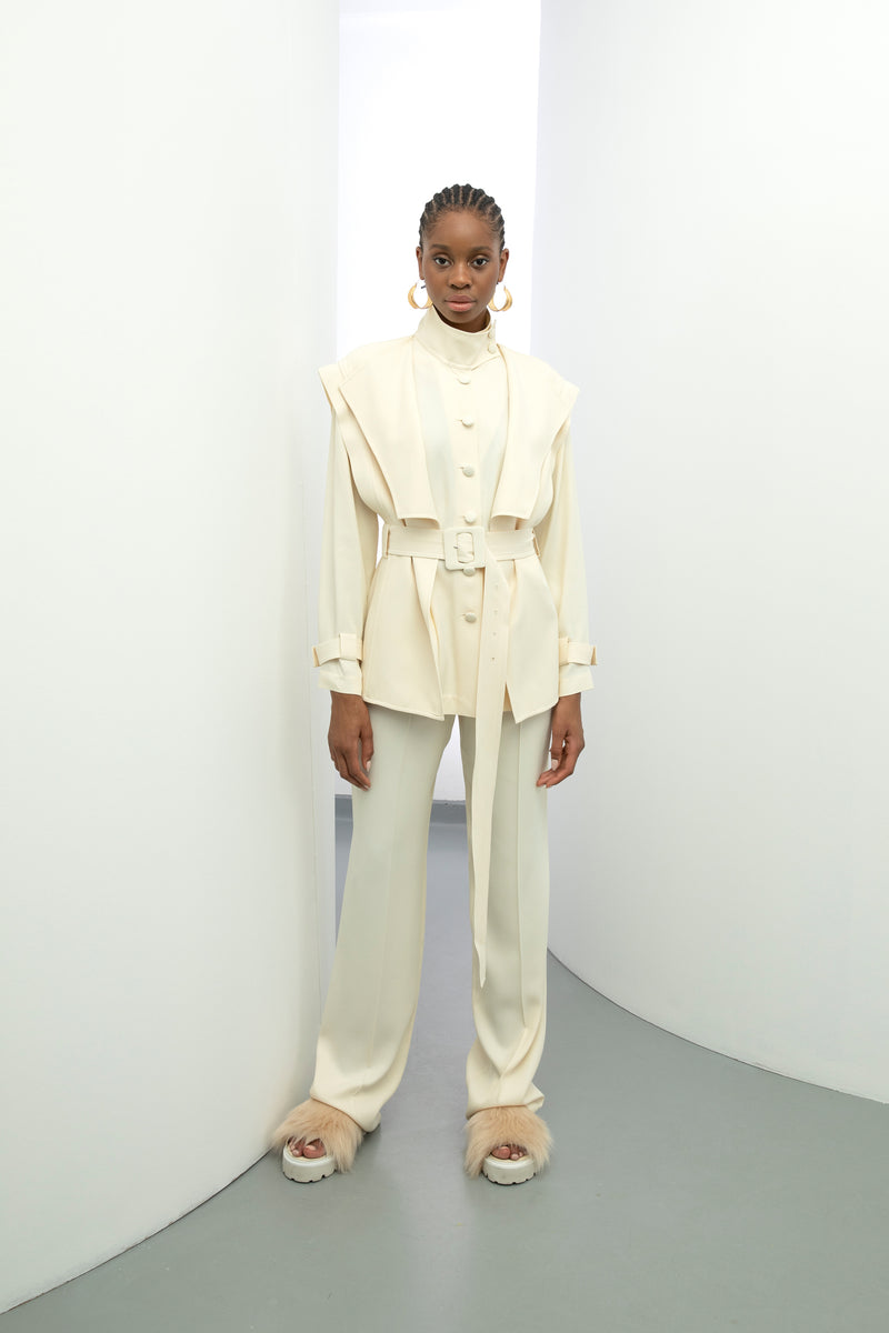 Baqa Shawl Collar Jacket Cream