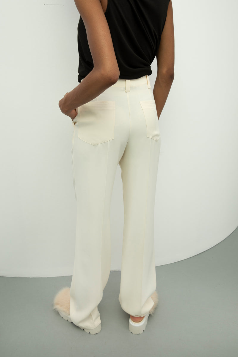 Baqa Straight Fit Trouser Cream