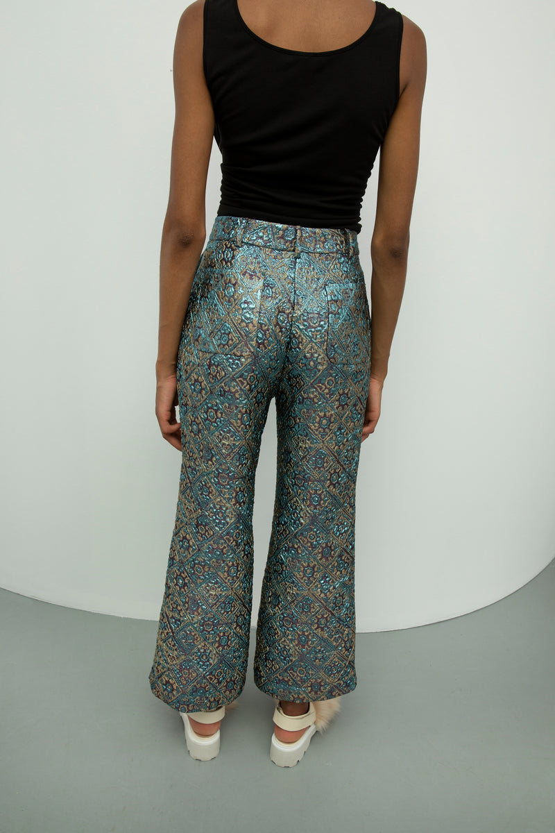 Baqa Jacquard Pattern Trouser Blue