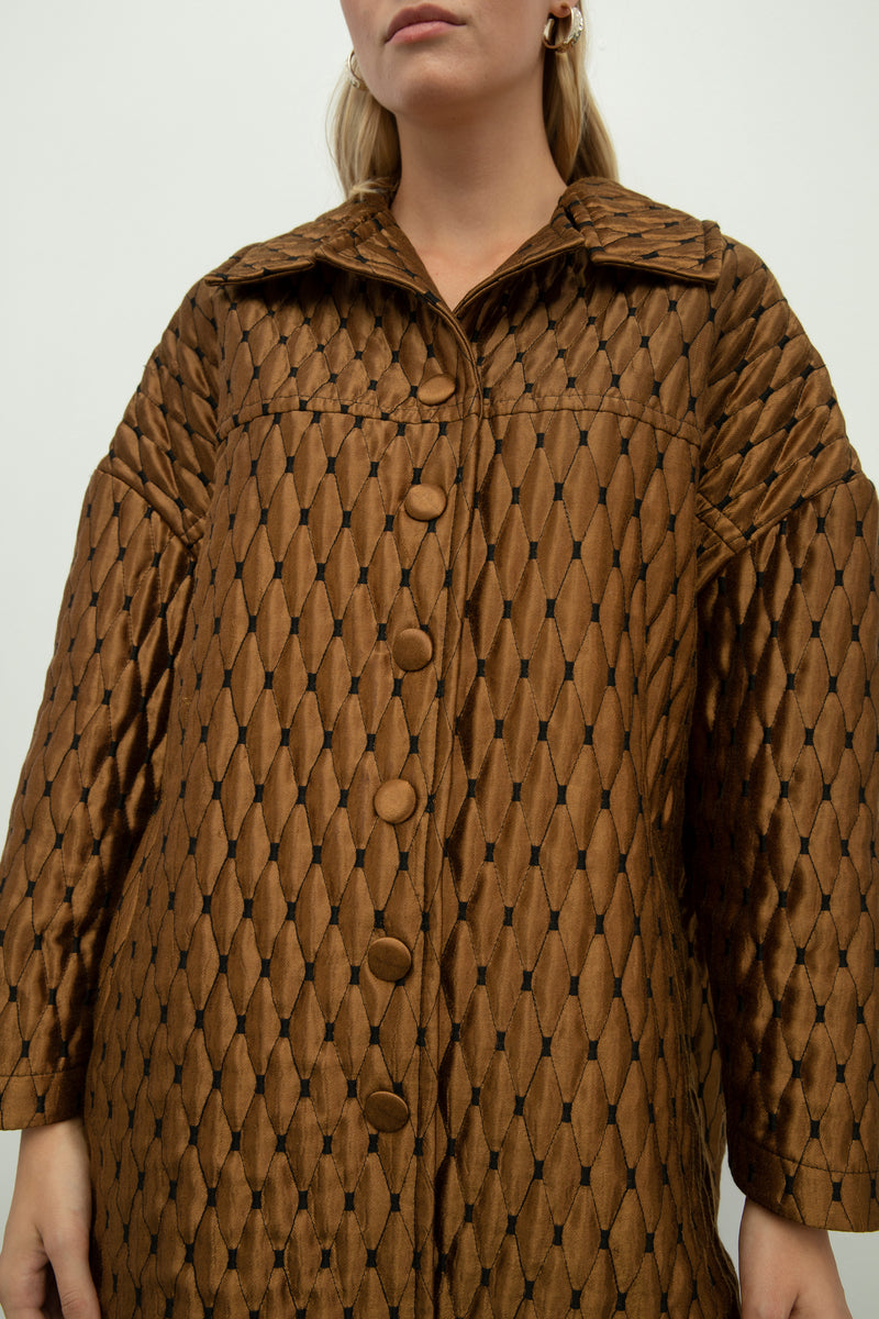 Baqa Quilted Oversized Jacket Camel