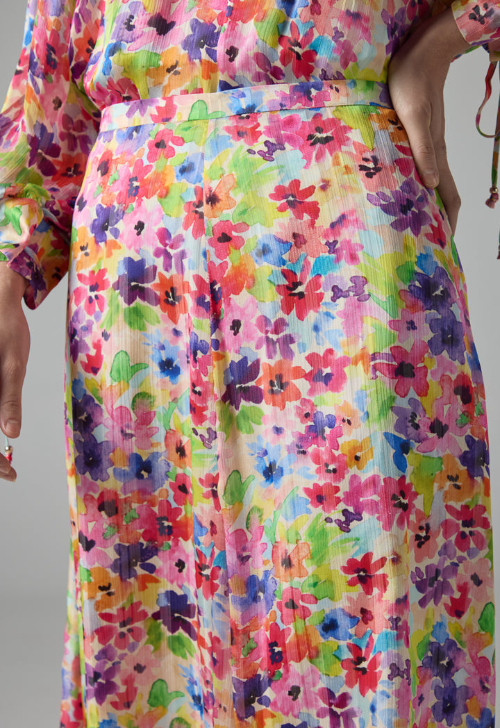 Choice Floral Print Vibrant Skirt Multi Color