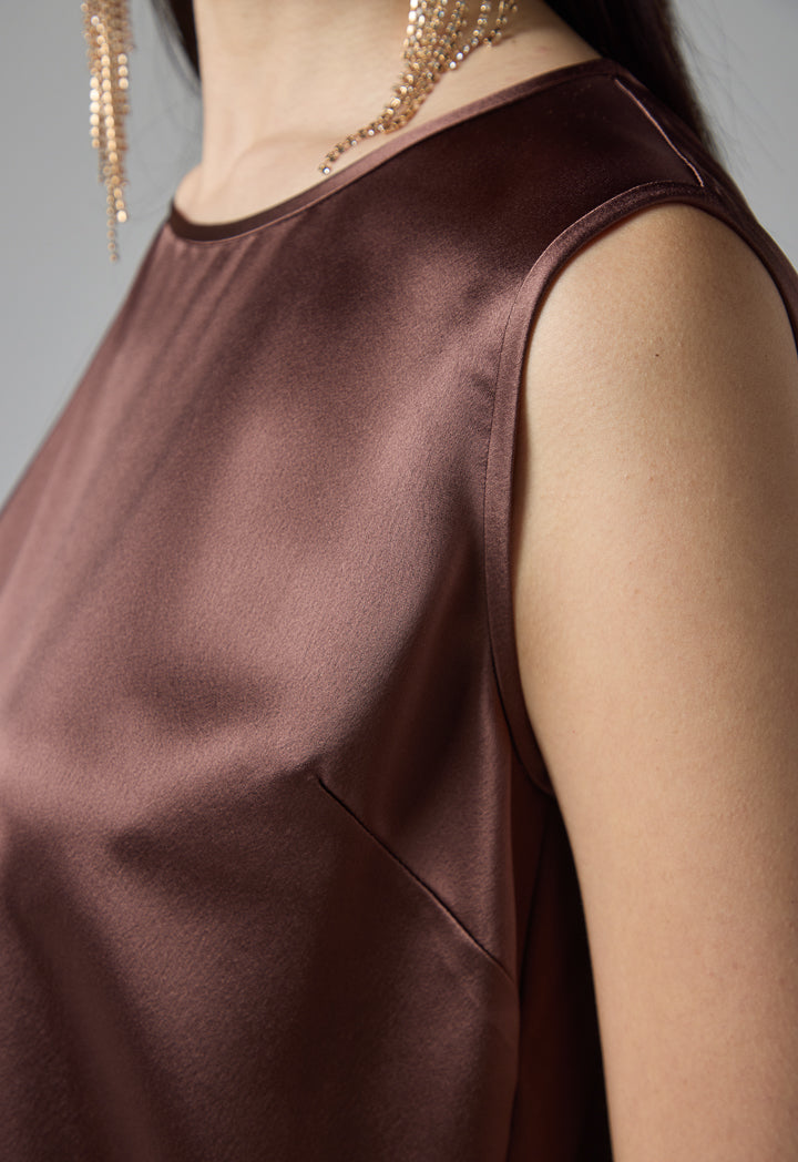 Choice Solid Sleeveless Top Brown