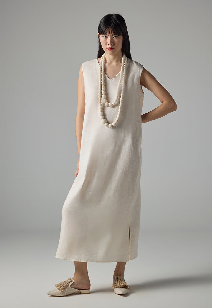 Choice Sleeveless Basic Maxi Dress - Ramadan Style Cream