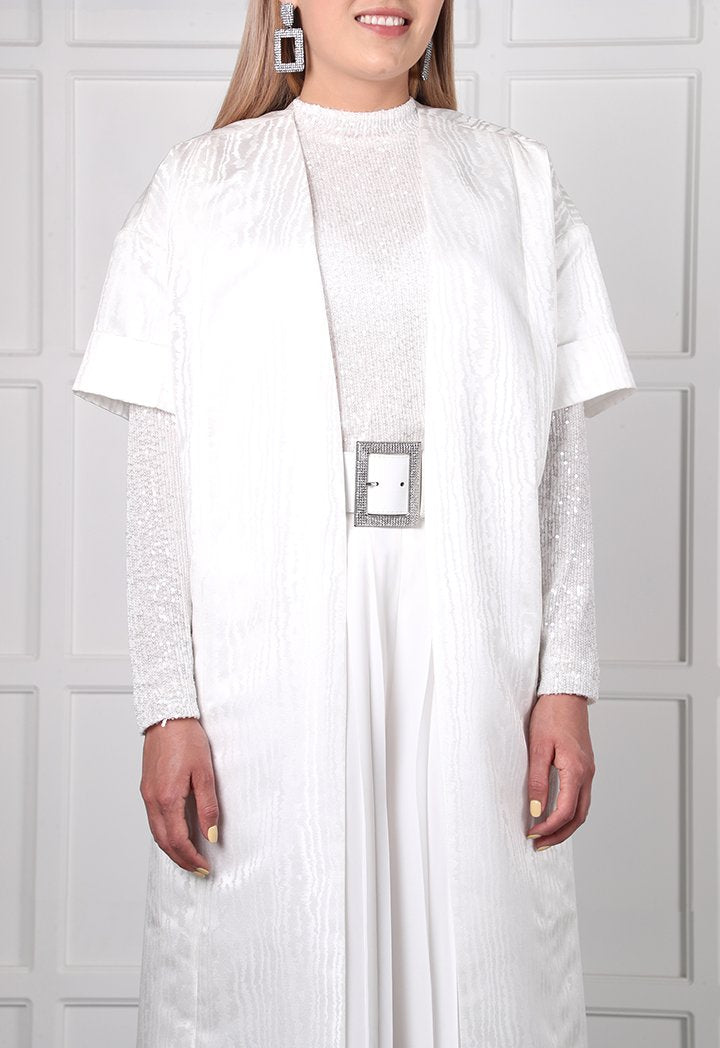 Choice Jacquard Midi Outerwear
 Off White - Wardrobe Fashion