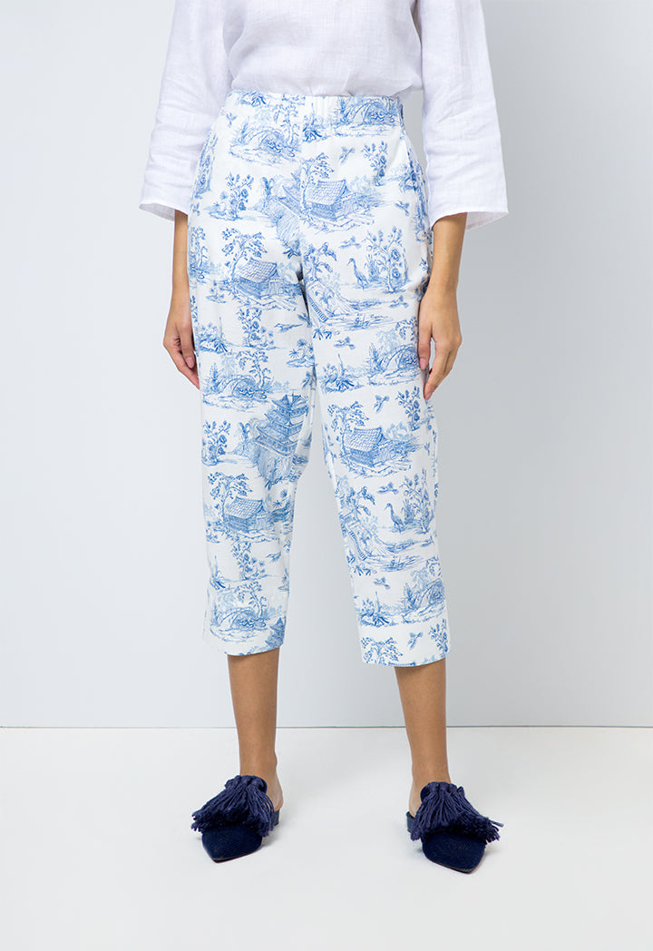 Choice Printed Straight Fit Trousers Offwhite