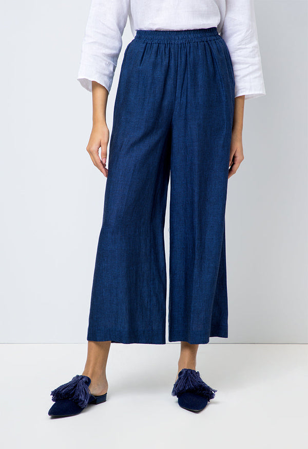 Choice Solid High Waist Trousers Blue