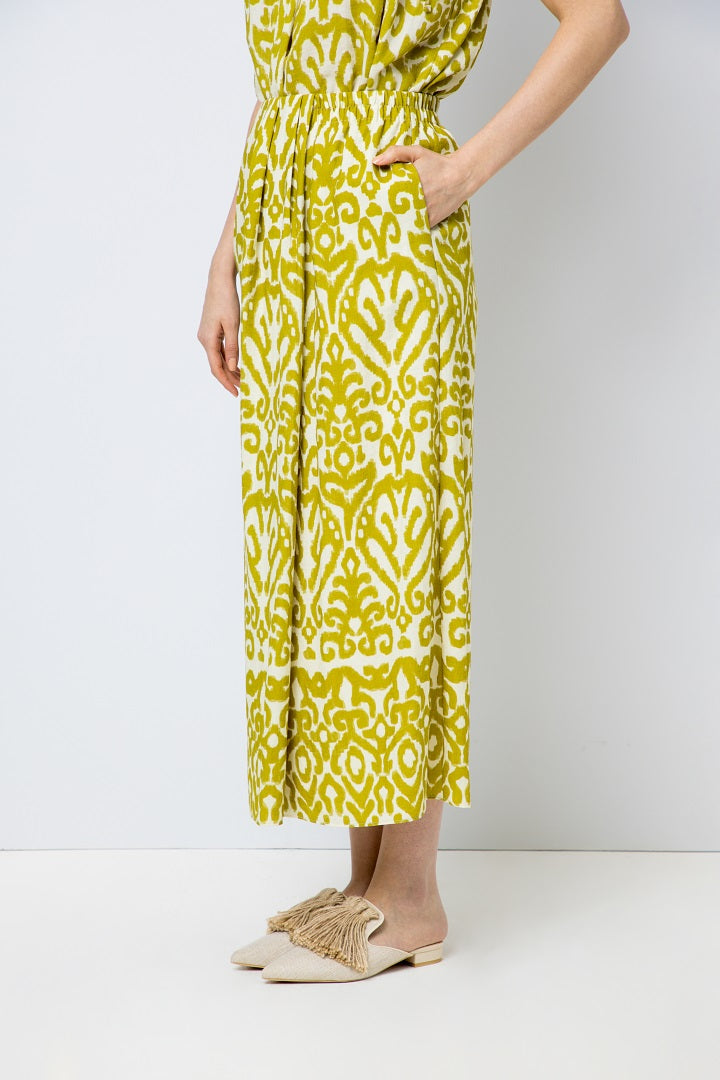 Choice Patterned Skirt With Overlap  Lime