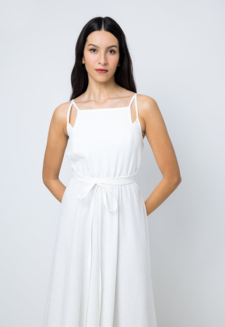 Choice Solid Sleeveless Dress Off White