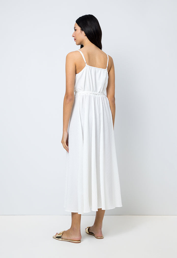 Choice Solid Sleeveless Dress Off White