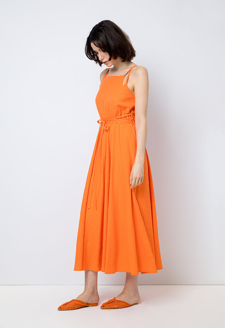 Choice Solid Sleeveless Dress Orange