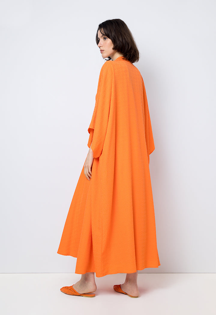 Choice Solid Long Wide Sleeves Abaya Orange