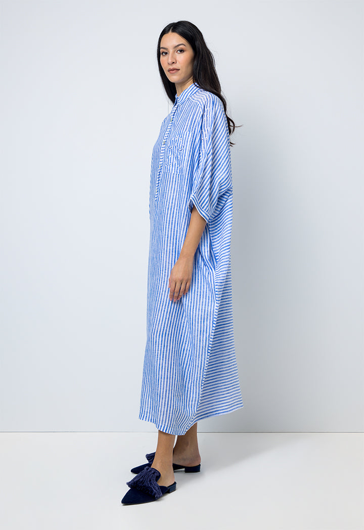 Choice Striped Three Quarter Maxi Dress  Light Blue